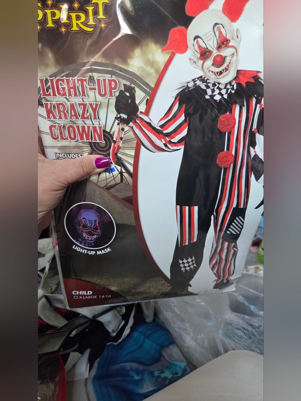 Spirit Halloween light up krazy clown costume xl child 14/16 #halloween #costume